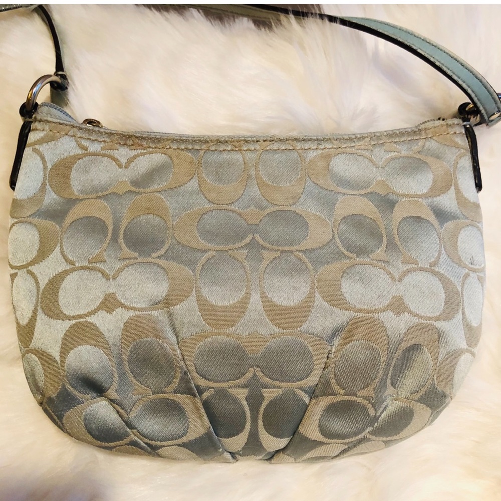 Coach ~ Small Light Blue Fabric Crossbody Purse - Picture 2 of 8